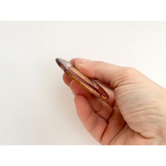 Polished Brown Crystal Free-Form Shaped Large Silver Toned Vintage Pendant - Picture 15 of 15